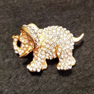 Crystal Encrusted Elephant Brooch
